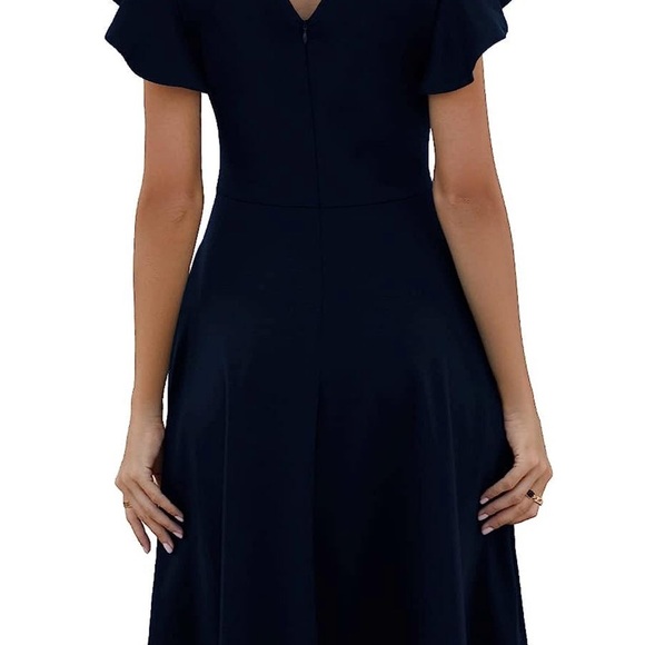 HELYO Women's Semi-Formal Ruffle Sleeves V-Back Work fit and flare dress. (NWT) - Picture 8 of 14